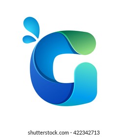 G letter with water waves and drops. Font style, vector design template elements for your ecology application or corporate identity.