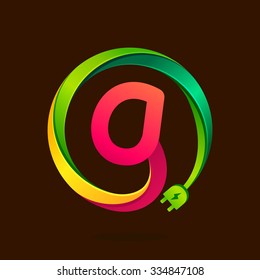 G letter with wire plug icon. Vector design template elements for your application or corporate identity.