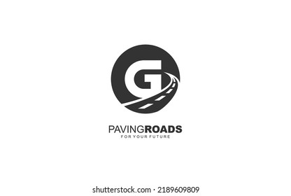 G logo asphalt for identity. construction template vector illustration for your brand.