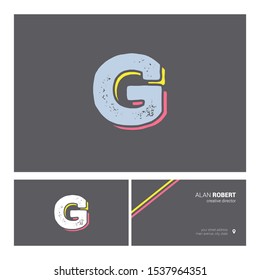 G logo bold letter design with business card template