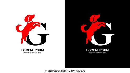 G logo design combined with standing dog