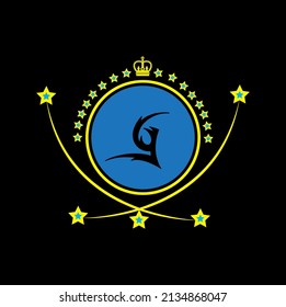 G logo design ,illustration of an background with stars