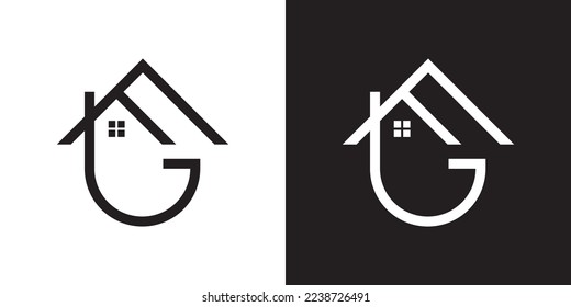 G logo design is intended for construction, building, real estate, home, and property. An awesome trendy and minimal G home logo design template with White and Black colors.