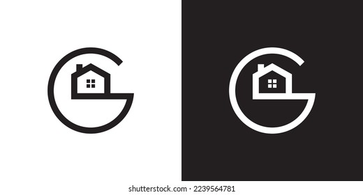 G logo design is intended for construction, building, real estate, home, and property. An awesome trendy and minimal G home logo design template with White and Black colors.