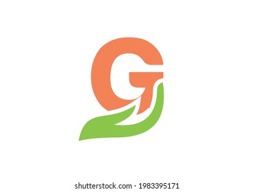 G logo design. G letter logo with hand concept
