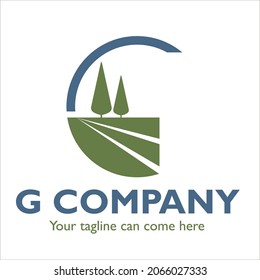 G logo design on Landscape theme