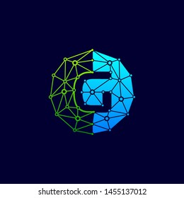G logo design template,Circle with connected lines for brand of smart contract block symbol. technology digital logo - Vector - Vector