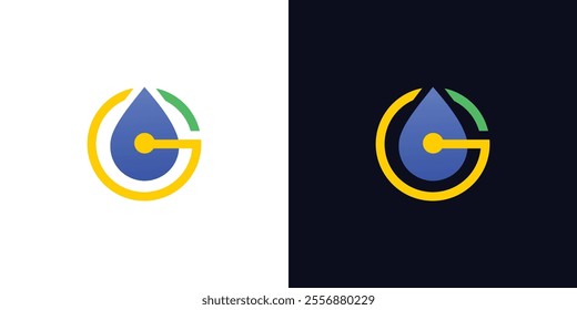 G logo design with unique and modern water droplets