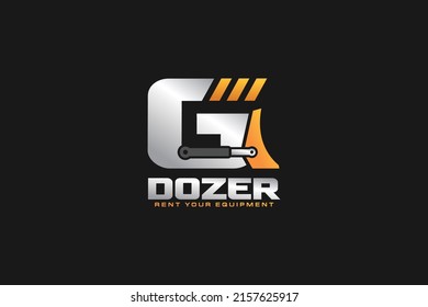 G Logo Dozer For Construction Company. Heavy Equipment Template Vector Illustration For Your Brand.