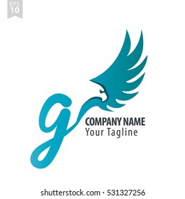 G Logo With Eagle or Hawk Icon Design Template