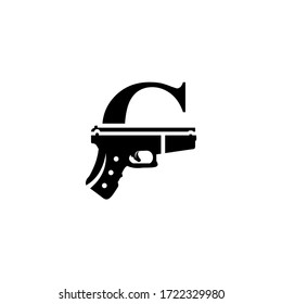 G logo with gun icon vector design