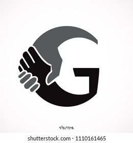 G Logo handshake. G Letter Design Vector Illustration Modern Monogram Icon.