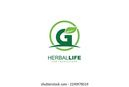 G logo leaf for identity. nature template vector illustration for your brand.