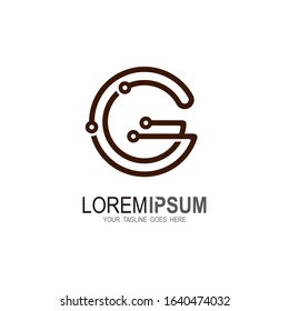 G logo, Letter g logo with line and technology design template