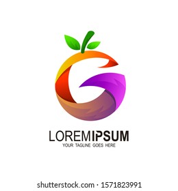 G logo, Letter G shape orange, peach, fruit logo vector illustration