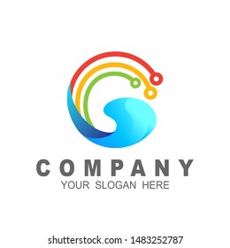 G logo and line, Letter g with technology logo design vector, modern logo 