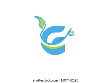 G Logo Linked Swoosh Modern Clean Environment Vector