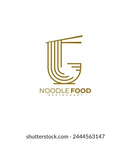 G logo, Noodle logo with line design template, food icons