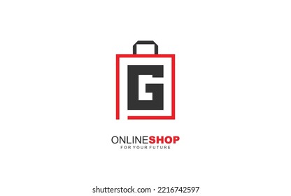 G logo ONLINESHOP for branding company. BAG template vector illustration for your brand.