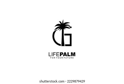 G logo PALM for identity. tree template vector illustration for your brand.