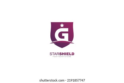 G logo shield for branding company. security template vector illustration for your brand.