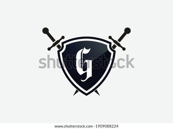 G Logo Shield Sword Logo Emblem Stock Vector Royalty Free