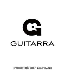 G logo template with a guitar body in negative space