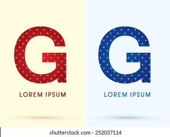 G ,Luxury font, designed using red and blue line geometric shape, idea from wicker,basket ,woven, ribbons, jewelry, diamond ,rope, logo, symbol, icon, graphic, vector.