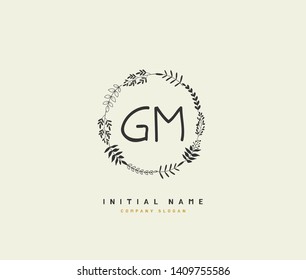 G M GM Beauty vector initial logo, handwriting logo of initial wedding, fashion, jewerly, heraldic, boutique, floral and botanical with creative template for any company or business.