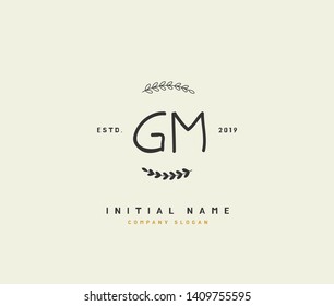 G M GM Beauty vector initial logo, handwriting logo of initial wedding, fashion, jewerly, heraldic, boutique, floral and botanical with creative template for any company or business.