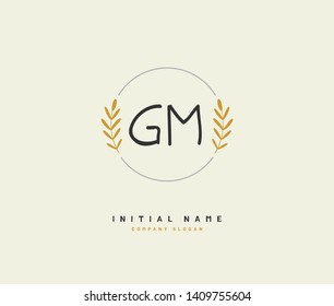 G M GM Beauty vector initial logo, handwriting logo of initial wedding, fashion, jewerly, heraldic, boutique, floral and botanical with creative template for any company or business.