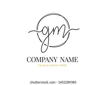 G M GM Initial handwriting logo design with circle. Beautyful design handwritten logo for fashion, team, wedding, luxury logo.