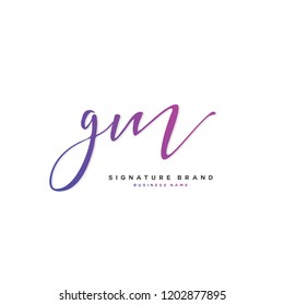 G M GM Initial letter handwriting and  signature logo concept design