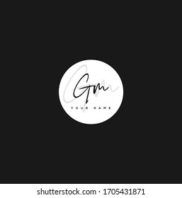 G M GM Letra inicial letra manuscrita y logotipo de firma.	