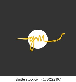 g m gm Escritura manuscrita inicial y logotipo de la firma
