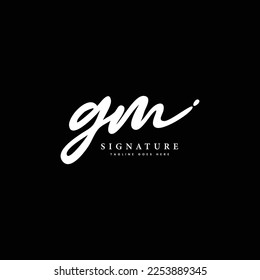 G, M, GM Initial letter handwriting and signature vector logo