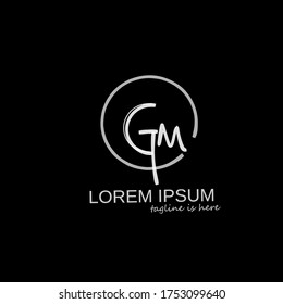 Vector de plantilla de escritura manual del logotipo inicial de G m Gm. fondo negro aislado