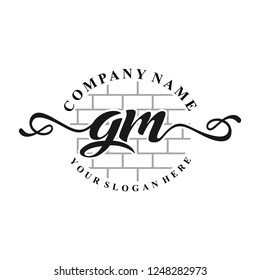 G M Initial handwriting logo vector