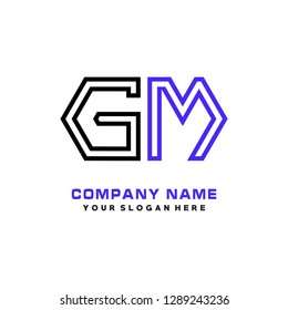 G M initial letter, modern logo design template vector 