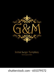 G & M initial wedding logo template vector