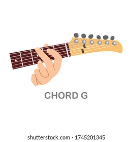 G major chord guitar for beginners vector. Chord major guitar. Vector flat illustration