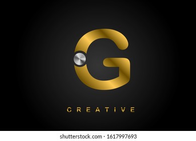 G metallic golden letter with silver screw vector illustration. Creative letter design for icon, logo, label, cover, print, emblem, company name, jewelry or web page. 