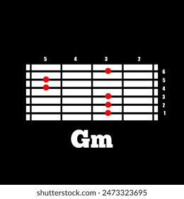 G minor guitar chord. Learn to play guitar. Basic guitar chords Gm