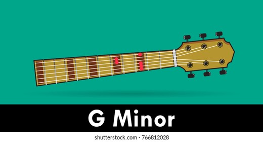 G minor guitar chord vector illustration. eps10.