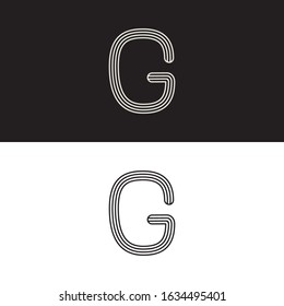 G Modern Minimal Mutiple Line Art Logo Sign Symbol Alphabet. Design Vector Graphic EPS10
