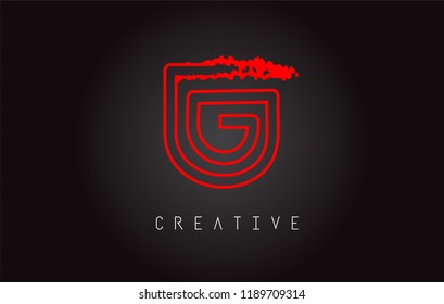 G Monogram Letter Design Brush Paint Stroke. Letter Logo with Monogram Paintbrush Vector Illustration.