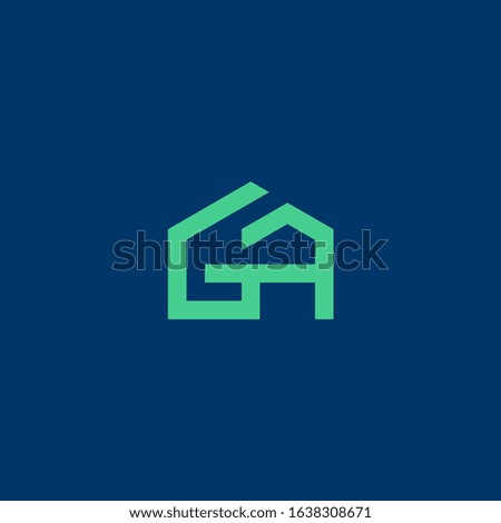 G & A monogram logo in house shape