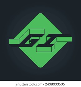 G and I - Monogram or logotype on plate. Isometric 3d font for design. Three-dimension letters. GI - 2-letter code. G1.