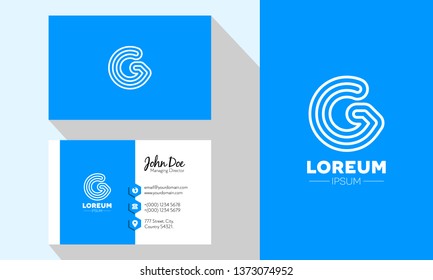 G Multi Line Letter Logo With Professional Business Card