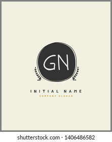 G N GN Beauty vector initial logo, handwriting logo of wedding, fashion, jewerly, heraldic, boutique, floral and botanical with creative template for any company or business.